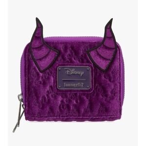 NWT Loungefly Disney‎ Sleeping Beauty Purple Velvet Maleficent Accordion Wallet